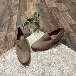 Lucky Brand Size 8 M Beige Leather Almond Toe Vennia Booties Boots